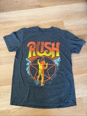 Rush Graphic Tee - Charcoal with Orange & Yellow Print